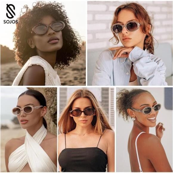 Small Retro Oval Polarized Sunglasses for Women Men 90s Vintage - Picture 2 of 16